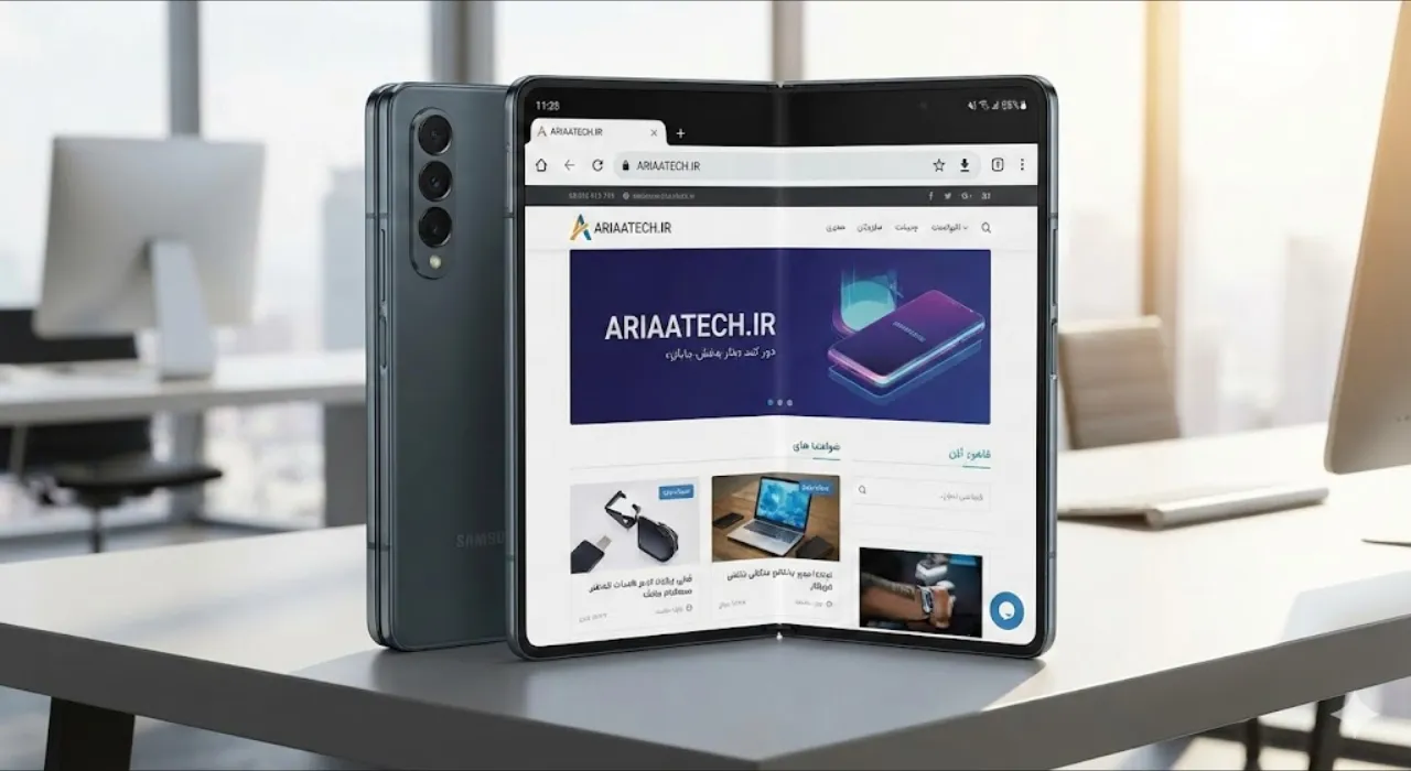 گوشی سامسونگ Galaxy Z Trifold با صفحه نمایش سه‌بخشی کاملا باز شده